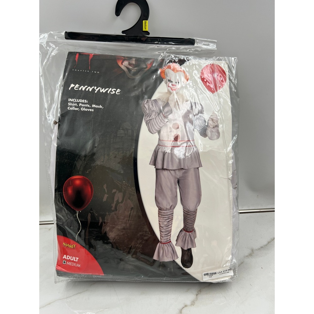 Pennywise Costume Adult M Spirit Halloween IT Chapter Two Missing Mask & Gloves